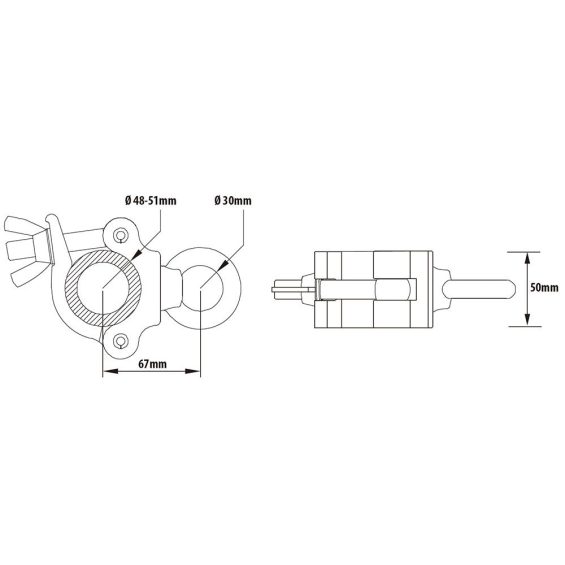 Kupo KCP-833 | Half Coupler w/ Eye Ring (Silver) - Image 2