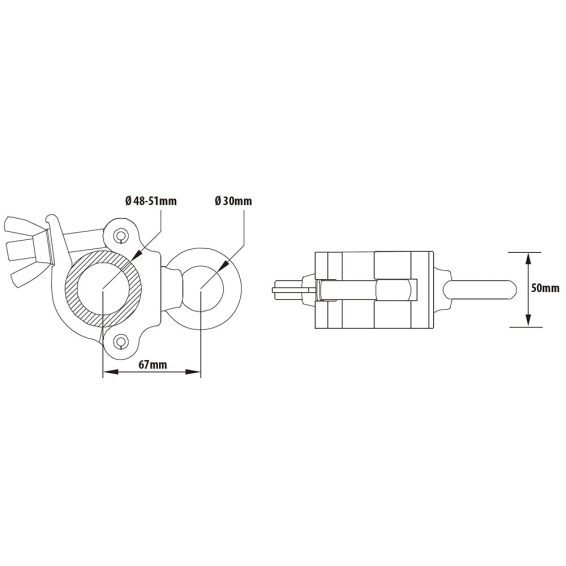 Kupo KCP-833 | Half Coupler w/ Eye Ring (Silver) - Image 2